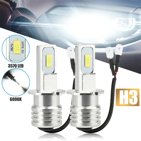 2x H3 LED Headlight Bulbs Kit 80W Super White 3570 6000K 3000K Canbus Error Free CAR DOWN LIGHT Auto Lights 12V 24V