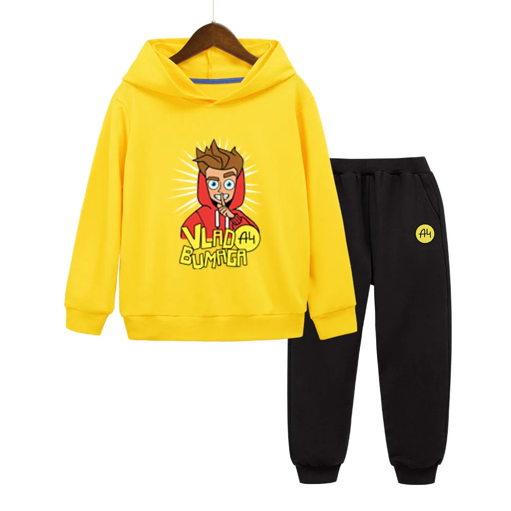 

Толстовки с капюшоном и штаны с рисунком Влад А4, комплект vlad a4, хлопковые толстовки для мальчиков и девочек, куртки с капюшоном, детская одежда для мальчиков 3-12 лет