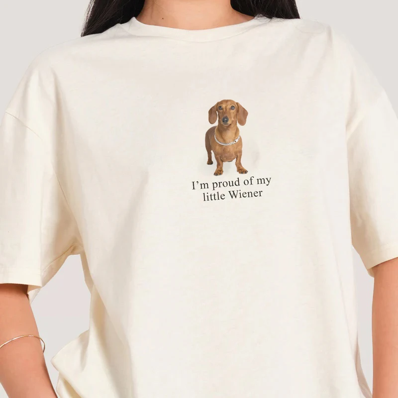 Funny Dog Print T Shirt Fashion Streetwear Women Graphic Tops Cute Short Sleeve T-Shirts Y2k Aesthetic Tees Clothes Oversized