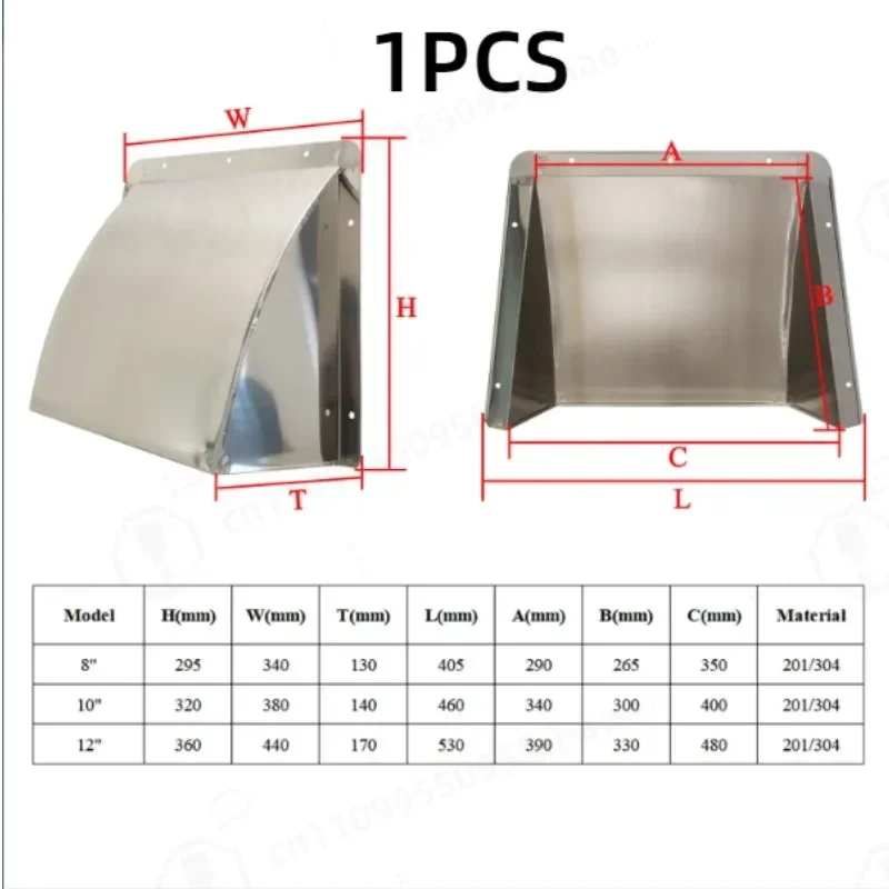 1PC Stainless Steel Wall Air Vent Cover Exhaust Hood Vent Cap Range Hood Outlet Ventilation Cover Wall Mount Rain Cover