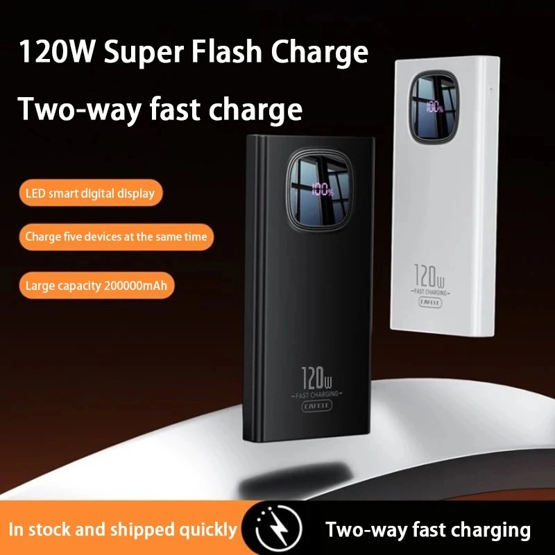 XIAOMI 200000mAh Power Bank 120W Fast Charging Large Capacity LED Digital Display Portable External Battery For Iphone Samsung