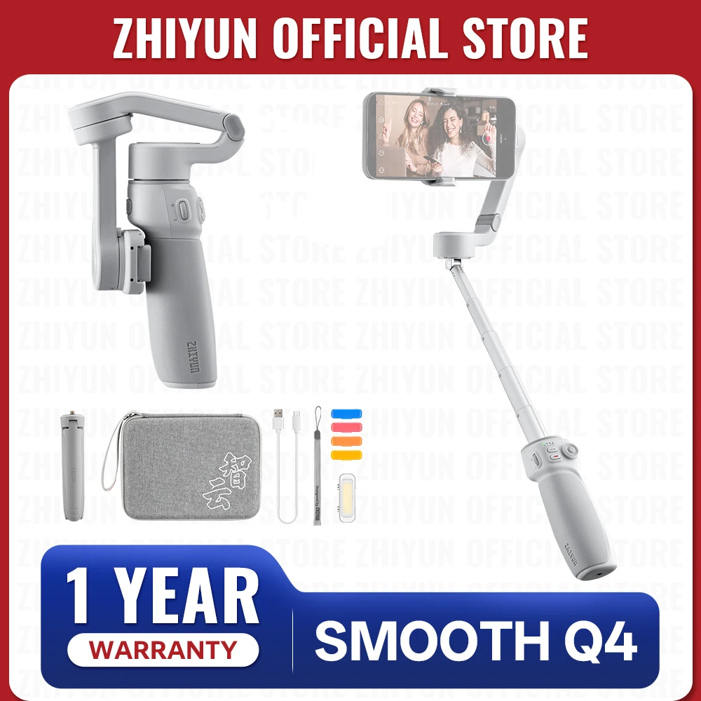 ZHIYUN-cardán oficial Smooth Q4 para teléfono inteligente, estabilizador de mano de 3 ejes, cardán para iPhone 15 pro max/HUAWEI/Samsung/Xiaomi