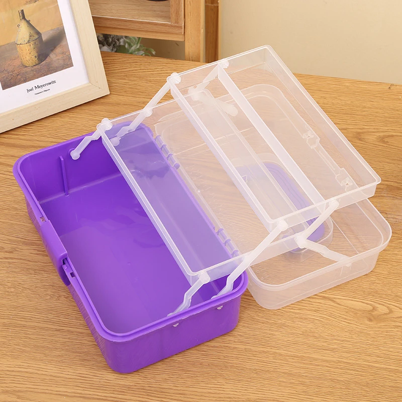 3 Layers Large Capacity Storage Box Foldable Multifunctional Plastic Portable Makeup Hairpin Organizer Nail Art Jewelry Box