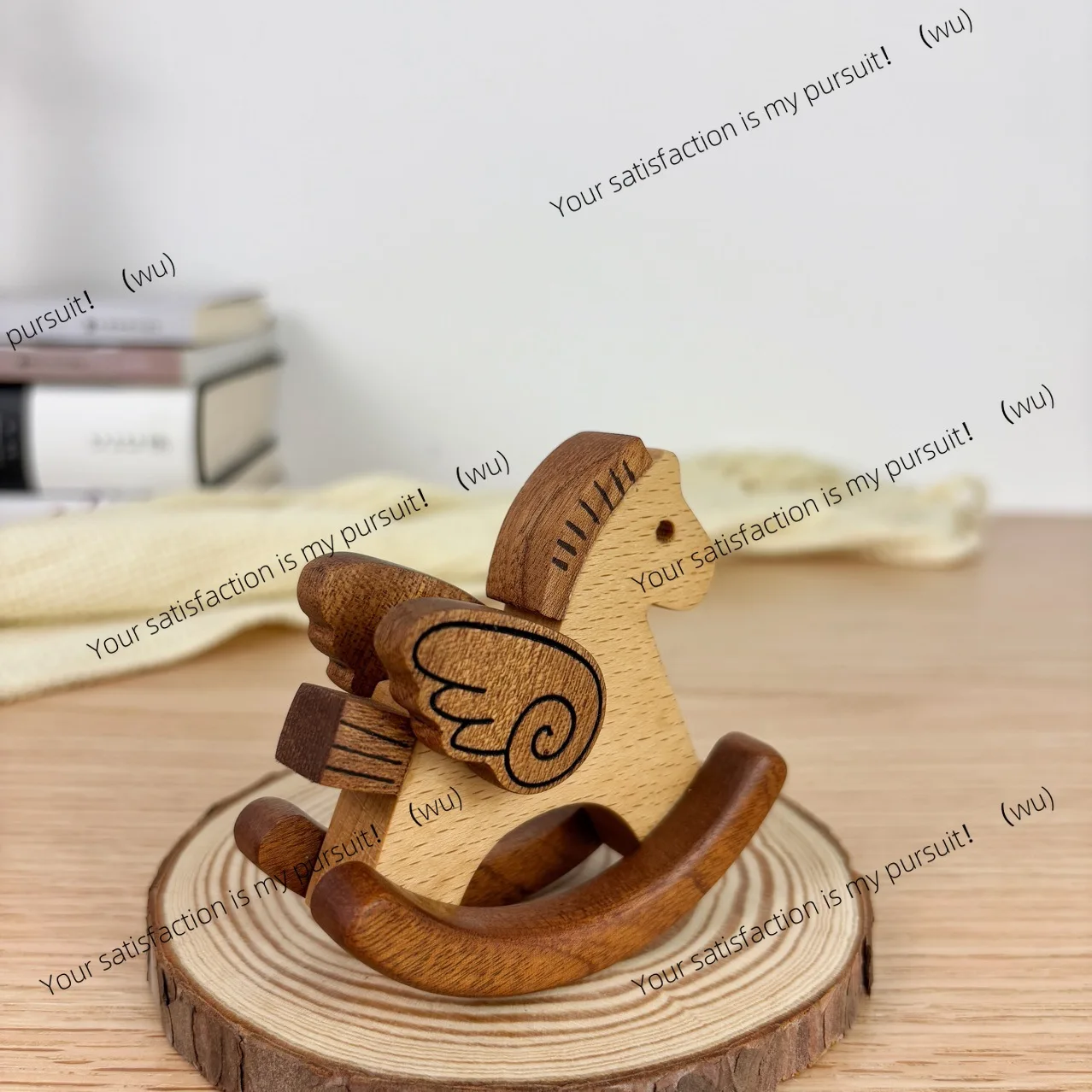 Wooden ornament home decoration ornament gift rocking horse wooden trojan horse ornament DIY creative birthday commemoration