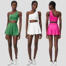 Women Two Pieces Fitness Yoga Set Summer Outdoor Running Suit Breathable Quick Dry Short Sportswear Female Tennis Clothes