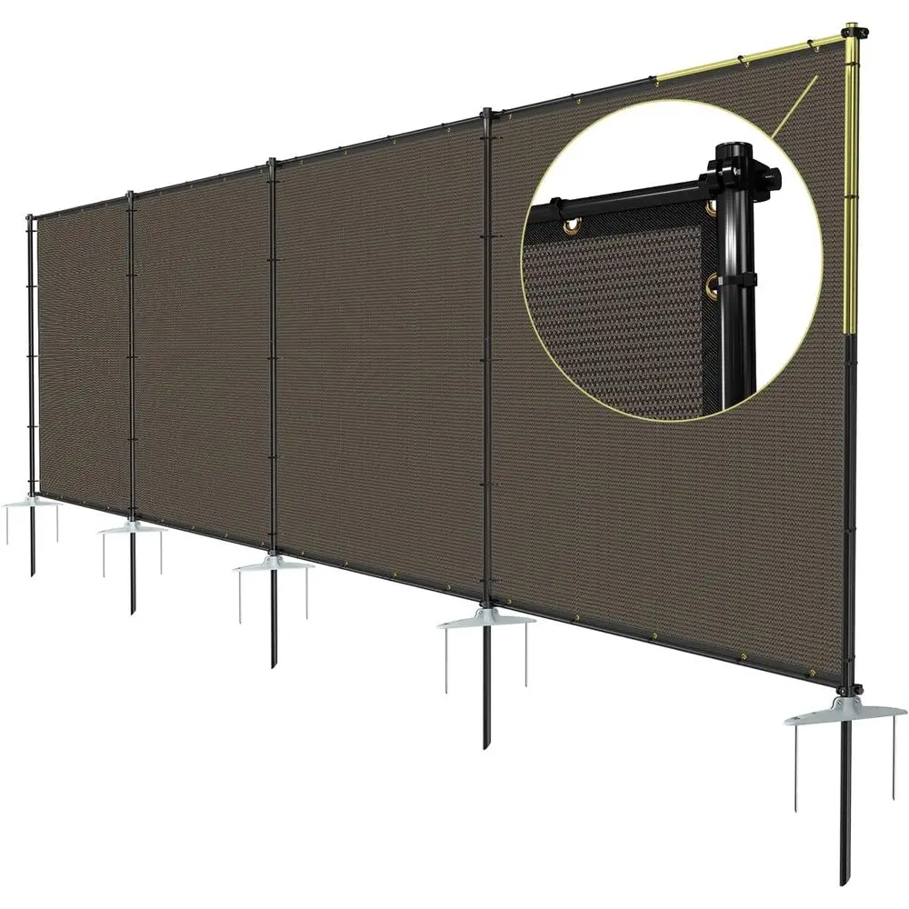 

Коричневый сетчатый экран длиной 5x32 фута с железными столбиками для наружного использования, патио, сада и кондиционирования воздуха