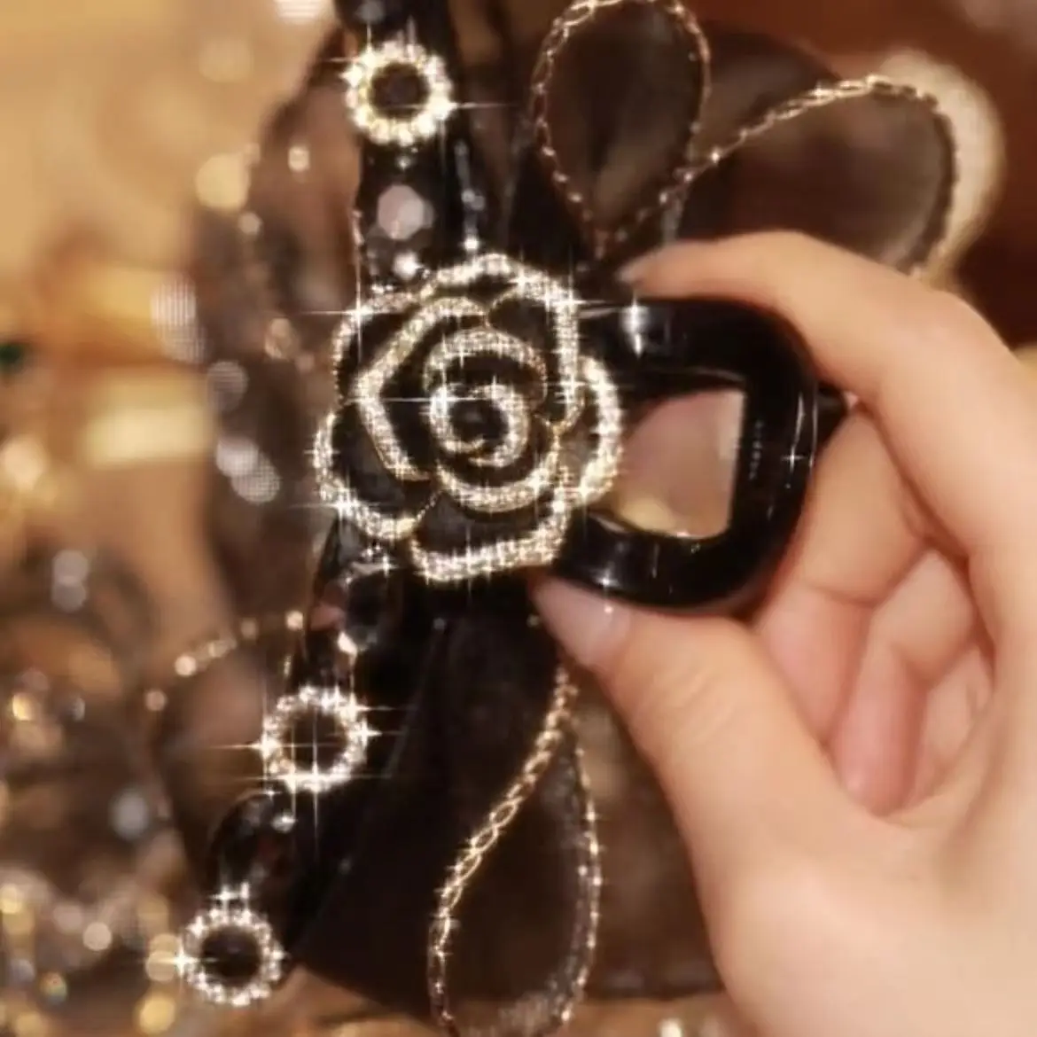 

Japanese and Korean Style Beach Party Bow Clip AB Double-sided Rose Plate Hair Clip Noble Hair Clip for Women Girls