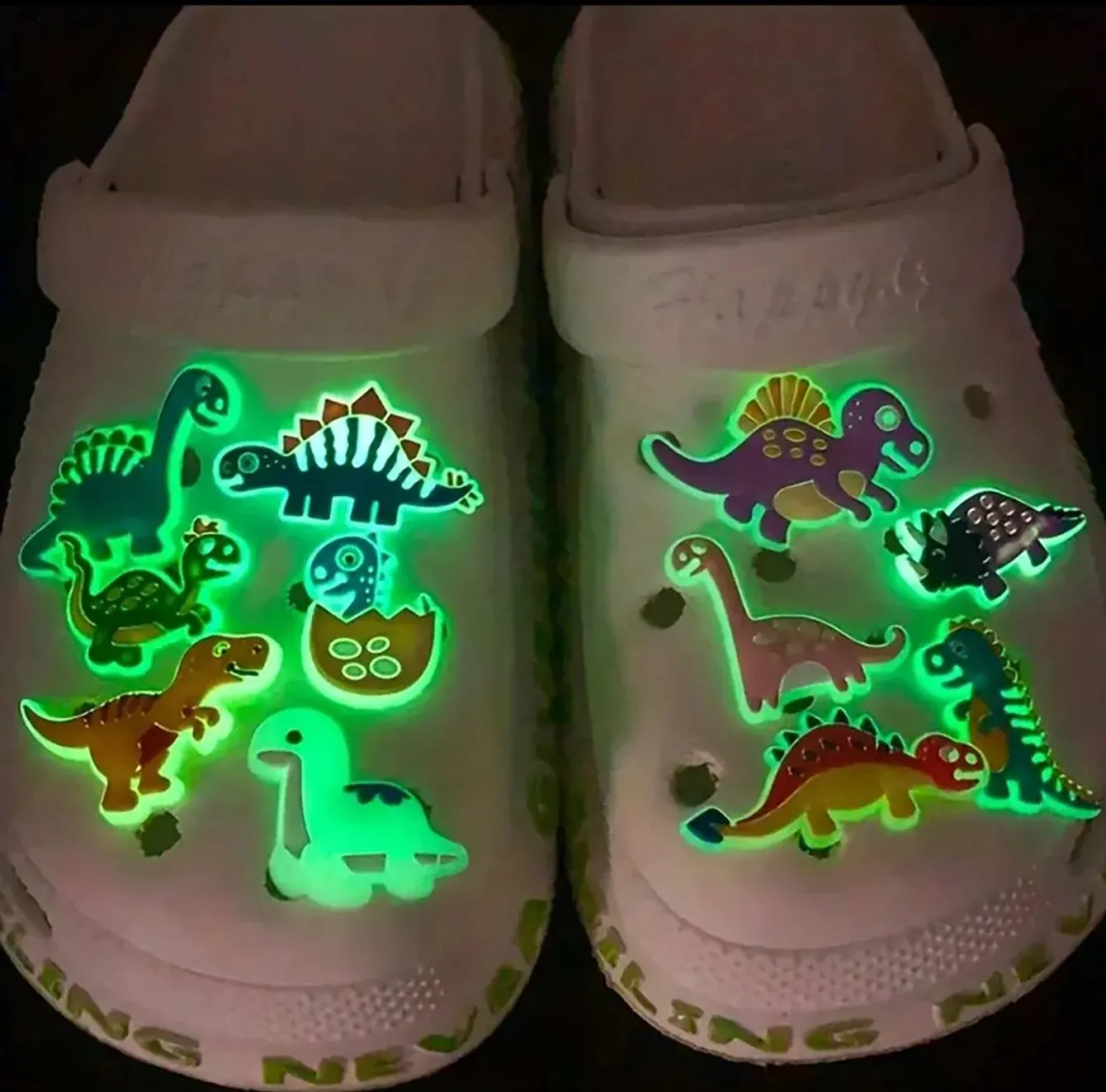 12/31pcs Luminous Dinosaur Shoe Charms For Clogs Sandals Slippers Shoe Accessories Party Favor Gift Idea