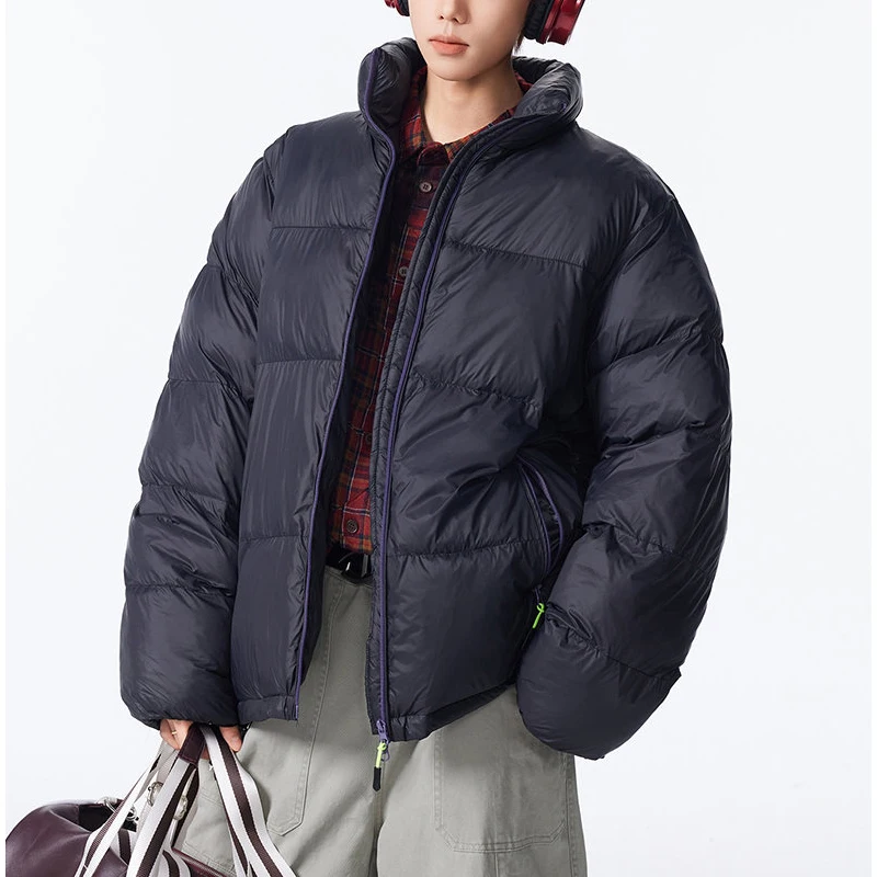 Kurtka zimowa unisex z kołnierzem stójką, ocieplana bawełną, wiatroodporna i ciepła, zestawy dla par.