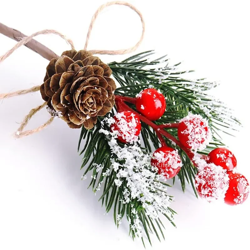 1PCS Christmas Berry Artificial Pine Cone Christmas Garland Decoration Fake Flower Pine Tree Branch DIY Home Party Wedding Decor