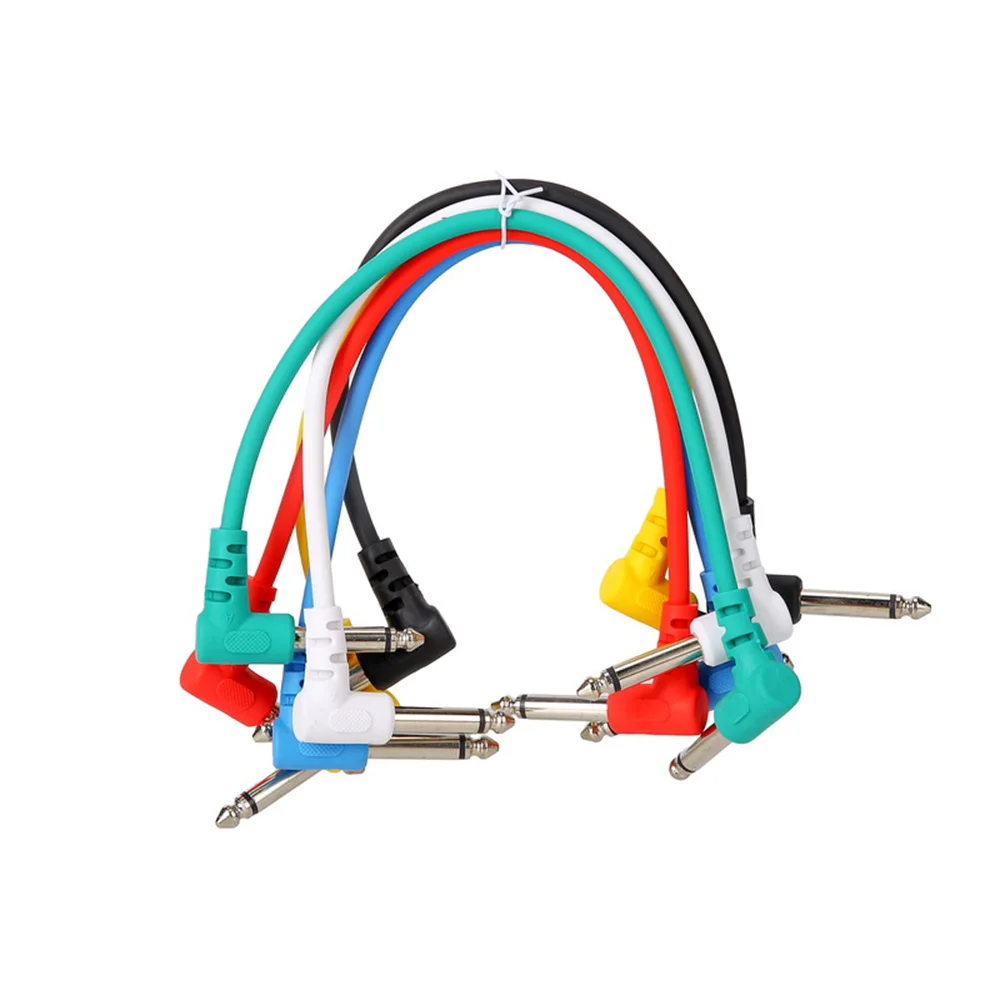 

6 шт., патч-кабель для педали эффектов для электрогитары, малошумный экранированный аудиокабель, провода 1/4 прямоугольный патч