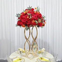 New  Metal Vase Trumpet Shape Wedding Table Centerpiece Event Road Lead Flower Vases For Home Decoration