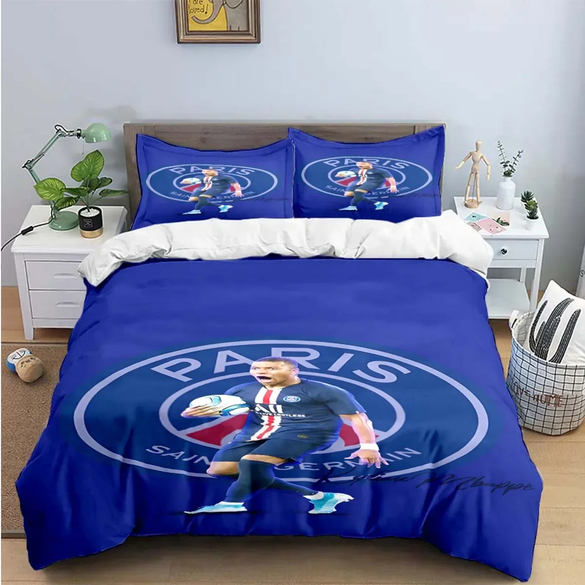 3PCS Single-sided M-Mbappe football Printed Comforter Bedding Sets Comfortable Bedspreads Comforter Duvet Bedding Birthday Gift