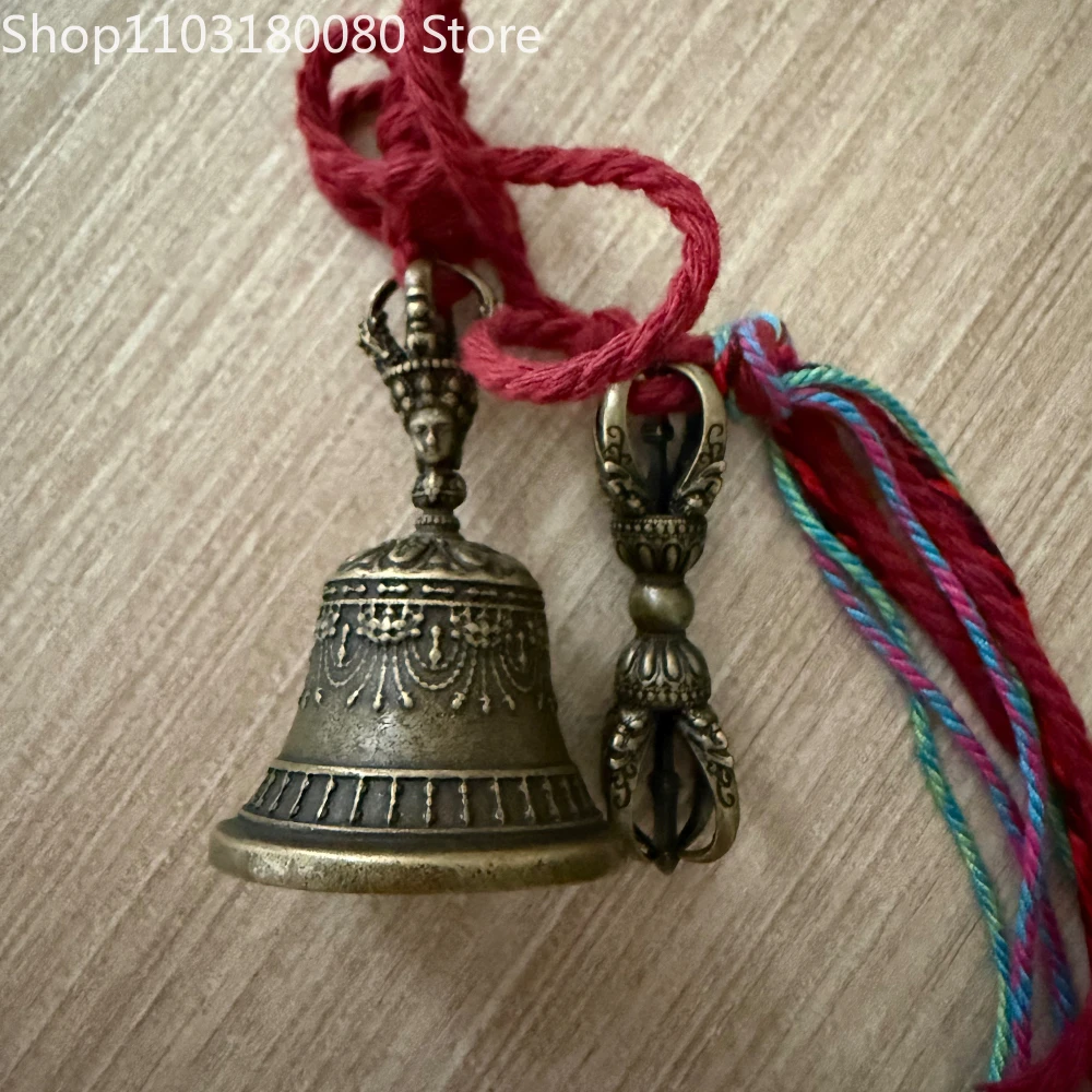 1set 5cm Nepal handmade Copper Mini Vajra gokorei Five-pronged ghanta (bell)
