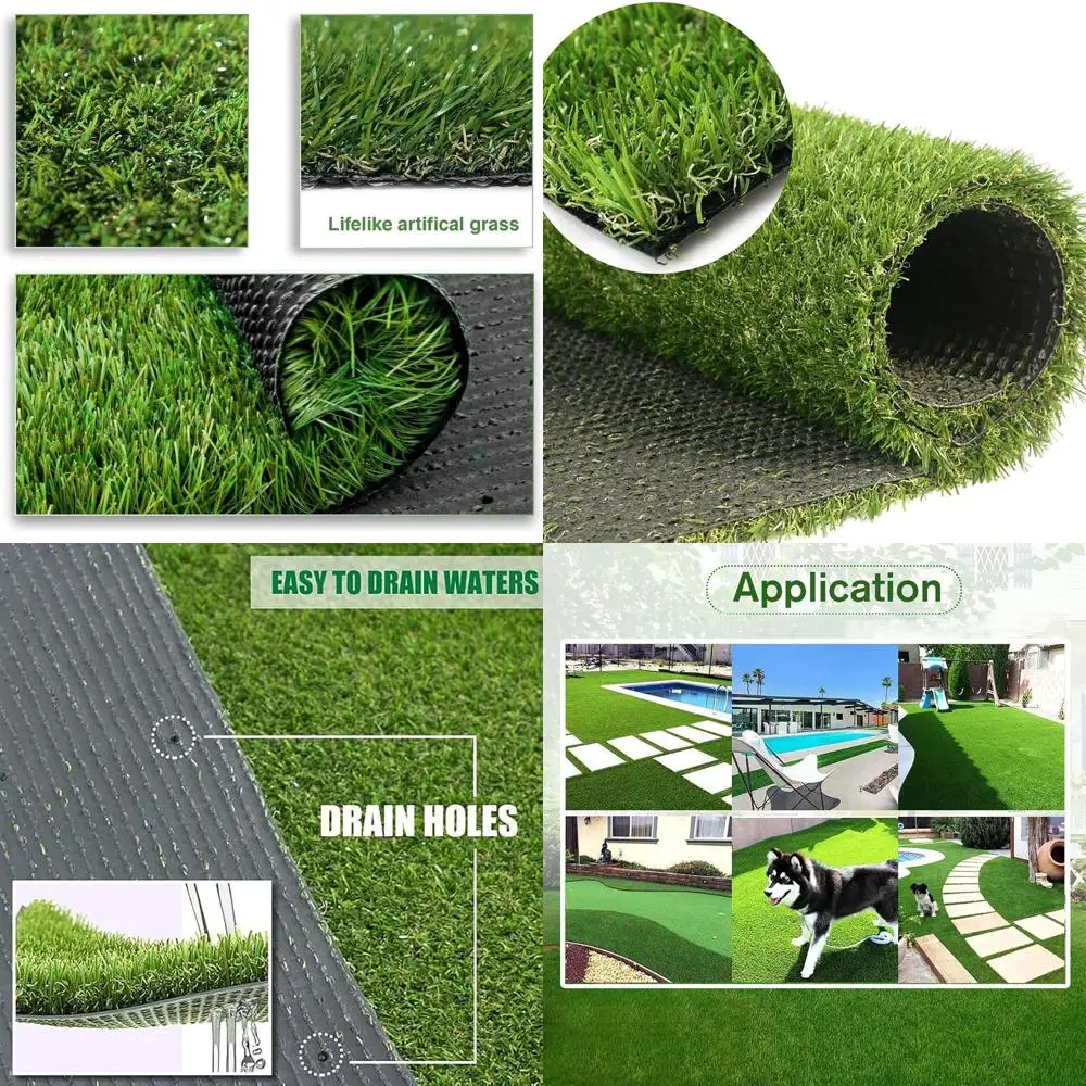 

15x20ft Synthetic Turf, 0.8in Pile Height, Multi-Size Outdoor Artificial Grass