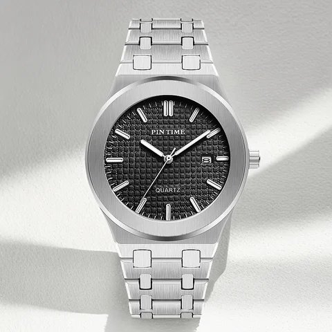 PINTIME Klassisk Herr Quartzklocka Elegant Enkel Design Vattentät Rostfritt Stålarmband Par Fritid Affärsur 8 best sales Pintime-klocka för män - №3