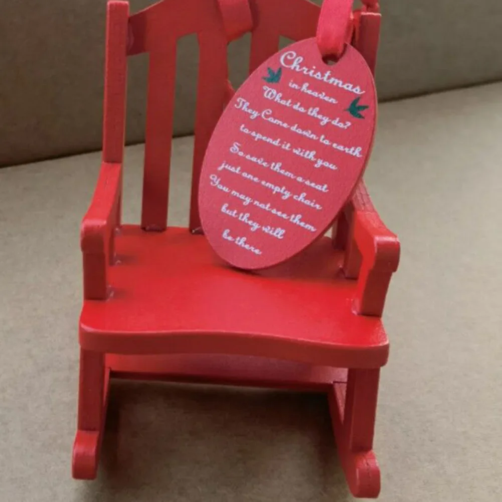 Christmas In Heaven Chair Memorial Ornament Xmas Tree Hanging Ornament Mini Wooden Rocking Chair Christmas Decor