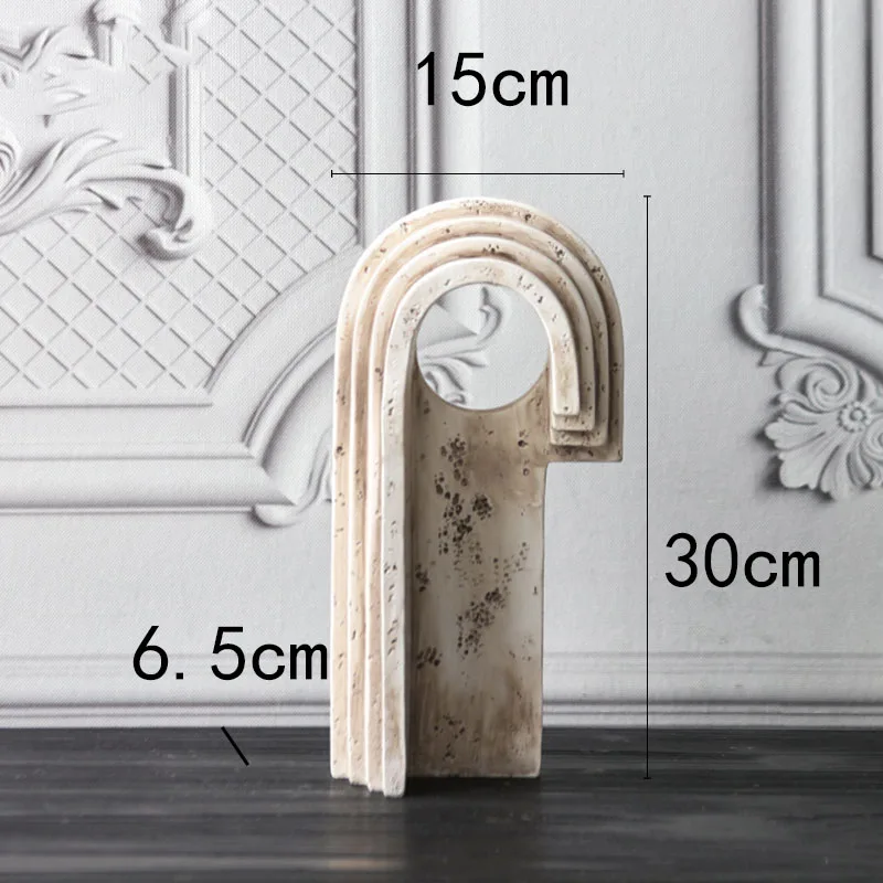 Modern Imitation Travertine Arch Ornament New House Office Tv Cabinet Home Desktop Resin Craft Soft Furnishing Geometric Artwork