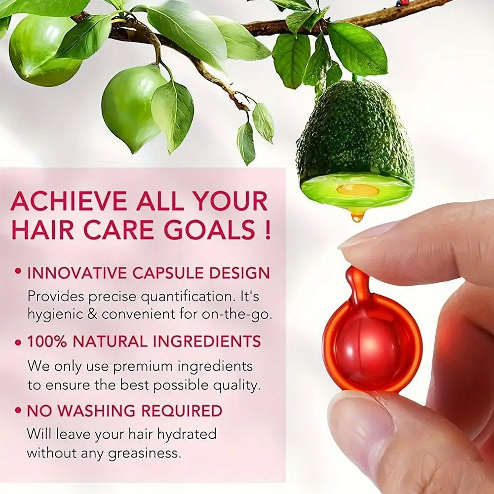 Vitamin Hair Serum Capsules 40Pcs Avocado Macadamia Oil Biotin Frizz Control Repair Dry Damaged Hair Shine Treatment view 5