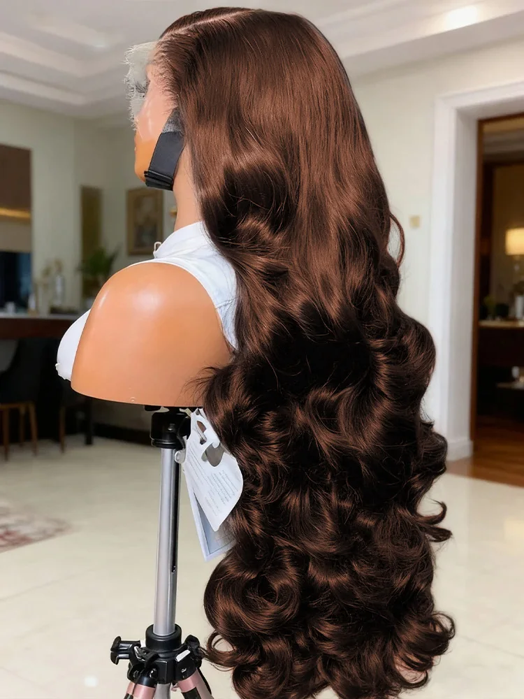 

Chocolate Brown 13x6 HD Lace Front Wig Body Wave Transparent 13x4 Lace Frontal Wig Glueless Colored Human Hair Wigs Preplucked
