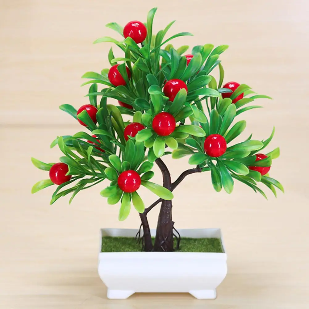 Plastic Artificial Orange Tree Bonsai Lemon Plant Potted Fruit Home Office Garden Decor Christmas Simulation Vitality Colorful