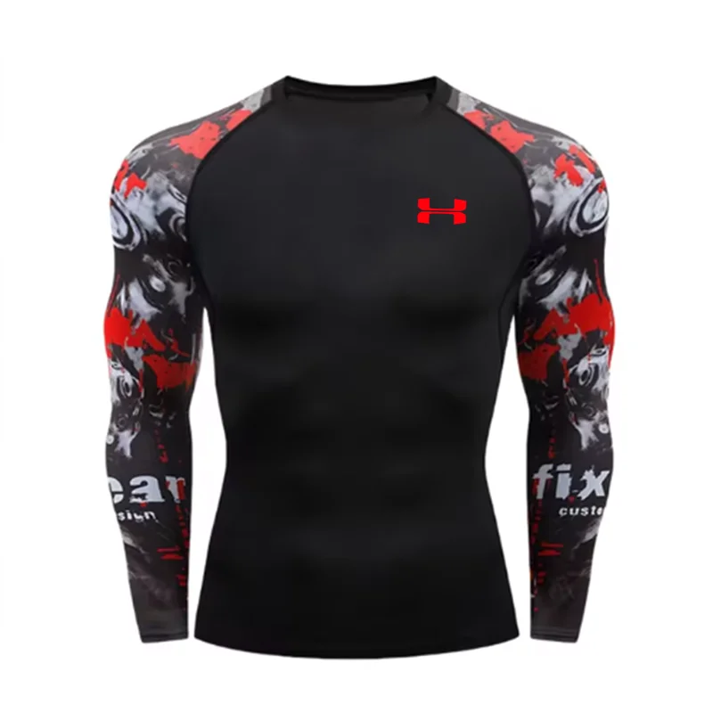 Sun Protection Second Skin Breathable Compression Shirt Men Rashguard Jiu Jitsu Fitness Gym Running Outdoors Sports T-Shirts Men