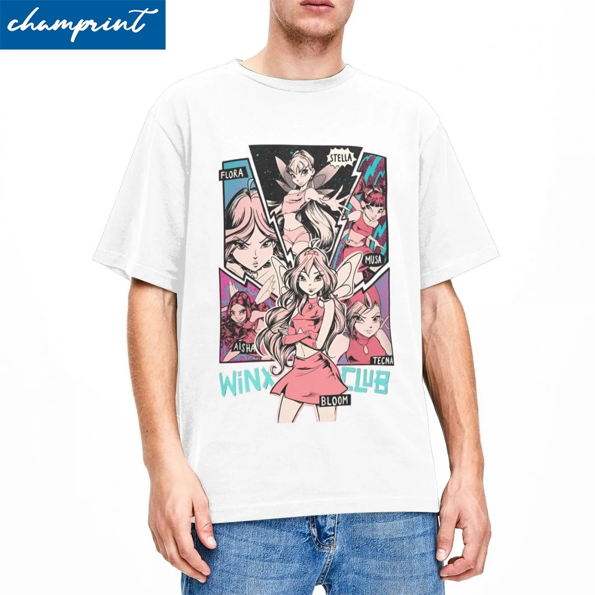 W-Winx Clubs Cartoon T Shirts for Men Women Cotton Hipster T-Shirts Crew Neck Fairy Beauty Anime Tees Short Sleeve Tops Summer