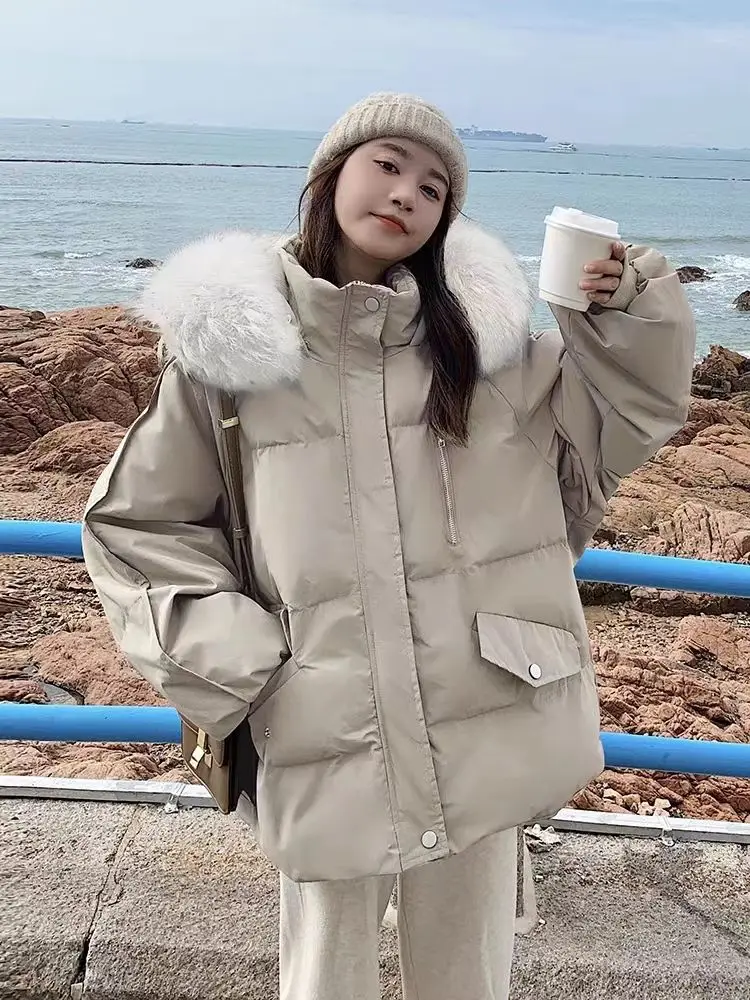 

Winter New Fur Colloar Loose Coat Women Y2k Hoodies Parkas Casual Outerwear Streetwear Warm Harajuku Casual Jacket Subculture