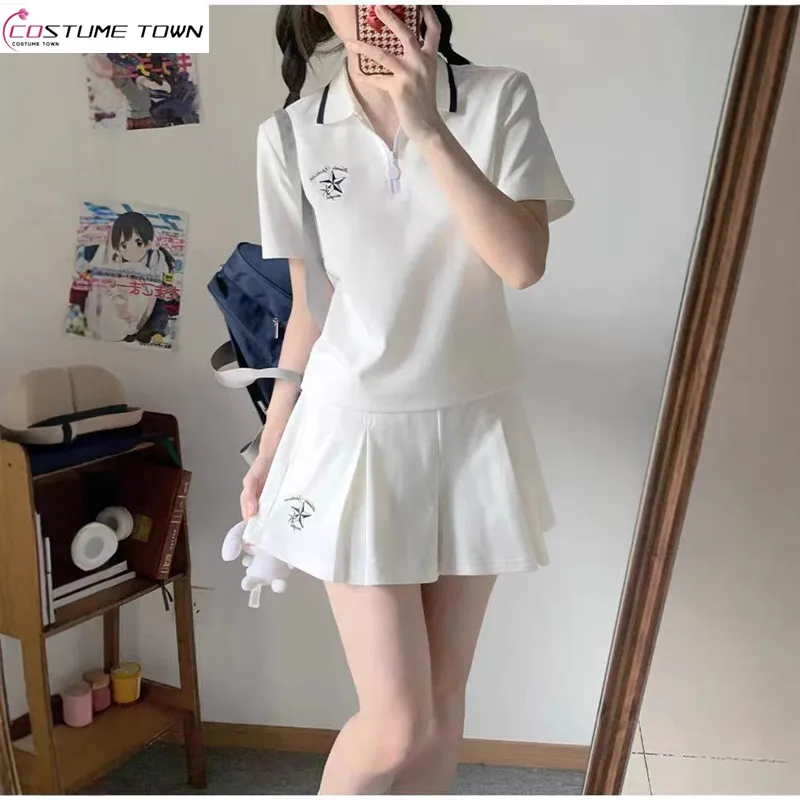 

Korean cross-border fashion sportswear women's suit short sleeved top+short skirt casual two-piece set fashionable