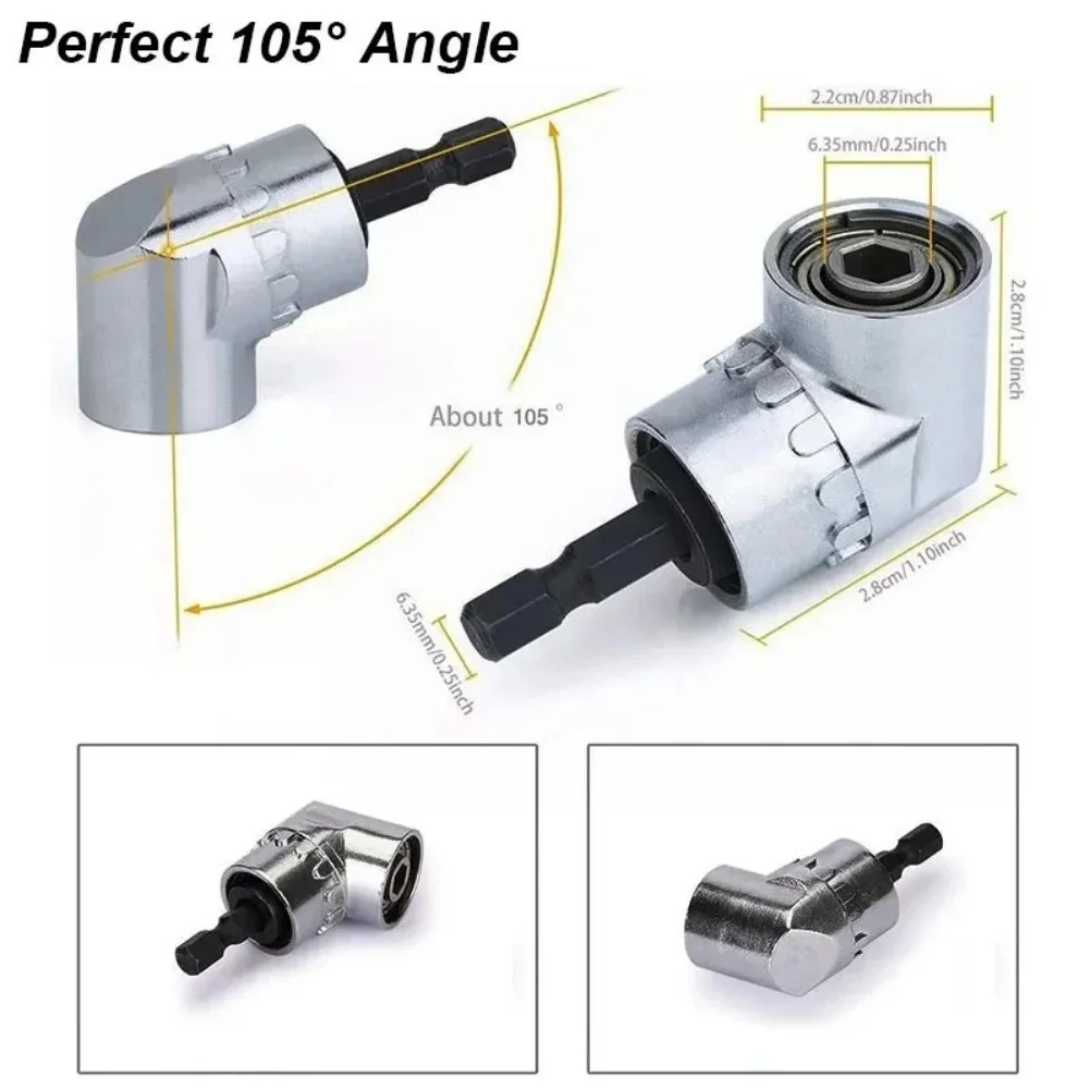 105° Angle Drill Attachment Screwdriver Adapter Flexible Shaft Soft Extension Holder Screw Driver  1/4 Hex Bit Socket Chuck
