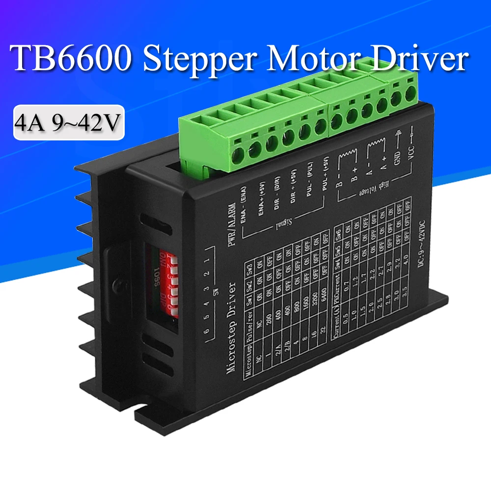 TB6600 Stepper Motor Driver 4A 9~42V TTL 32 Micro-Step CNC 1 Axis NEW 2 or 4 Phase of Stepper Moto 42,57,86