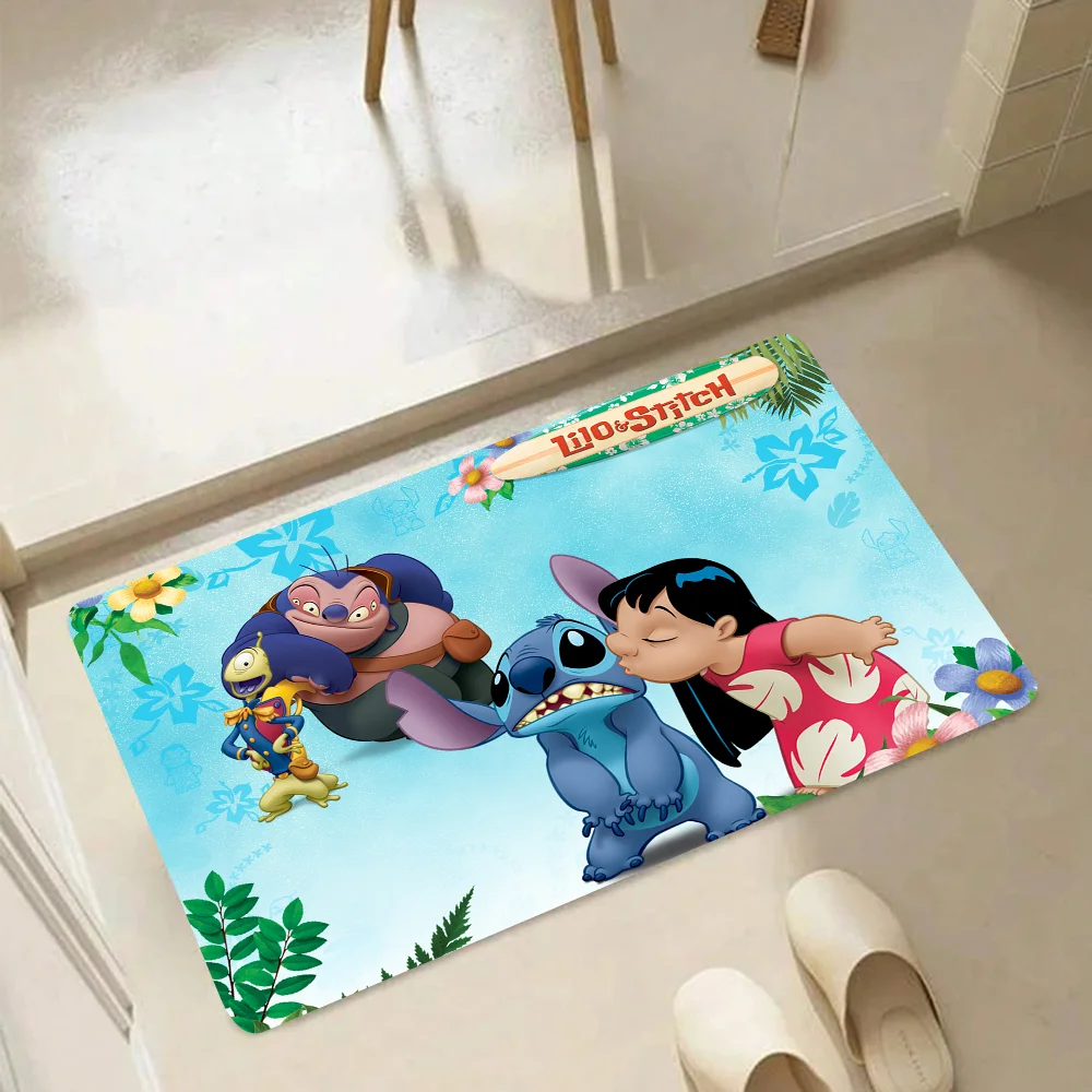 1pc MINISO Disney S-Stitch Floor Mat Floor Mat Anti-Slip Kitchen Bedroom Handmade Tufted Rug Carpet Living Room Entrance Rug