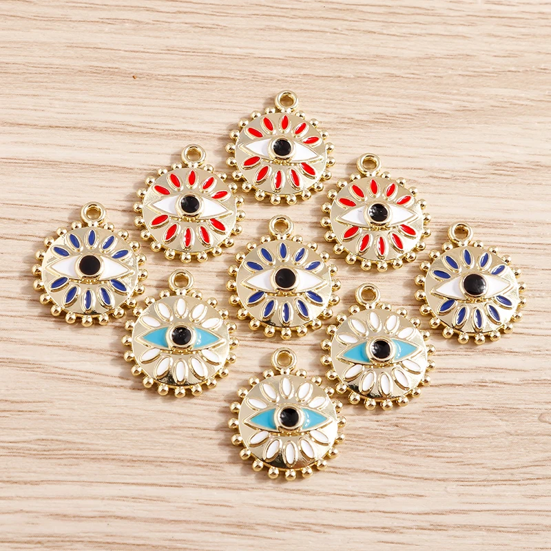 Tusember 5 Stück 17*15mm Türkische Blaue Augen-Anhänger Charms für Schmuckherstellung DIY Halskette Ohrringe Armband Handgefertigte Accessoires – Detail 5