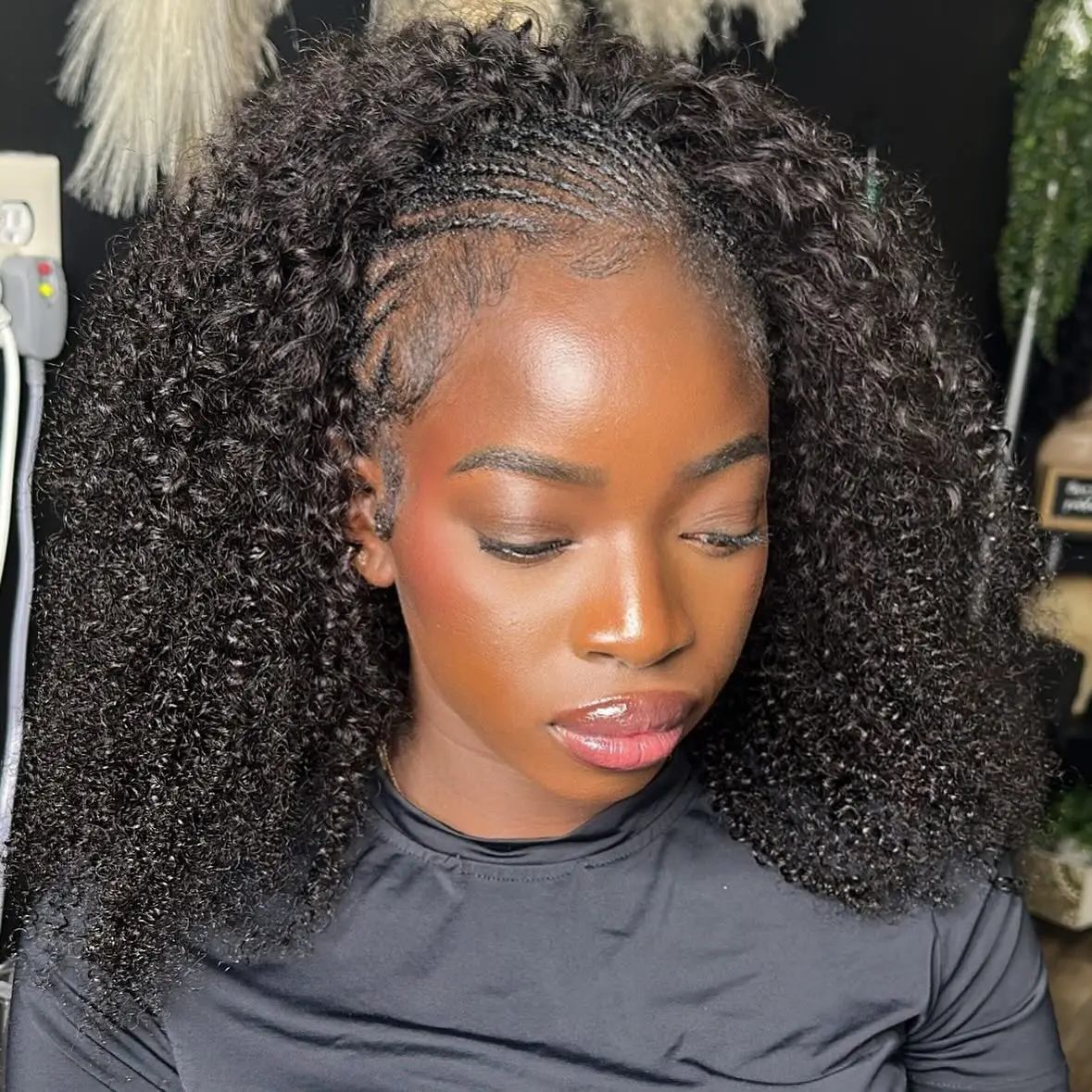 

Джерри Кудрявый полупарик Парик из человеческих волос 200 Плотность Wear Go Бесклеевые парики 3 в 1 Полупарики Черный шнурок Бесшовная откидная повязка на голову