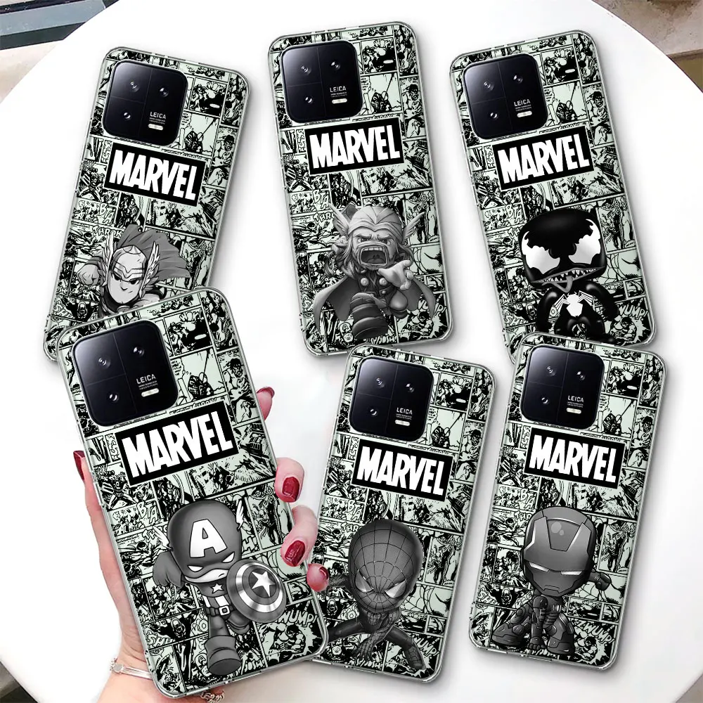 Marvel Ironman Groot Case for Xiaomi Mi 11 10T 9 CC9 12T 13 9T 12 12X 6X A2 8 11T Pro 10 11i 5X A1 Transparent TPU Phone Cover