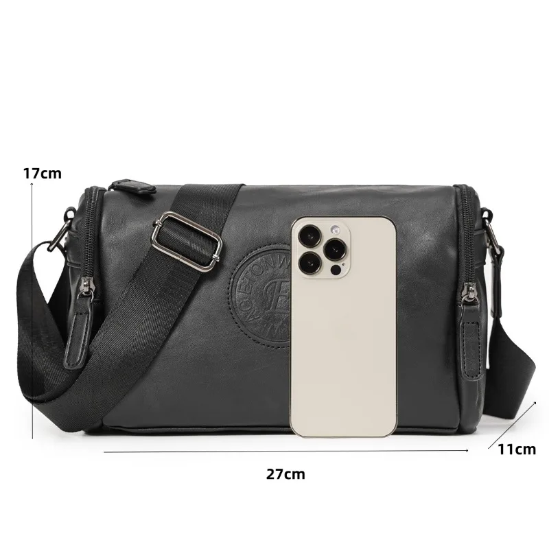 Fashion New Men\'s Crossbody Bag Side Pockets Casual Daily Shoulder Bag Men Luxury Soft Leather Crossbody Bag Letter Print Bags