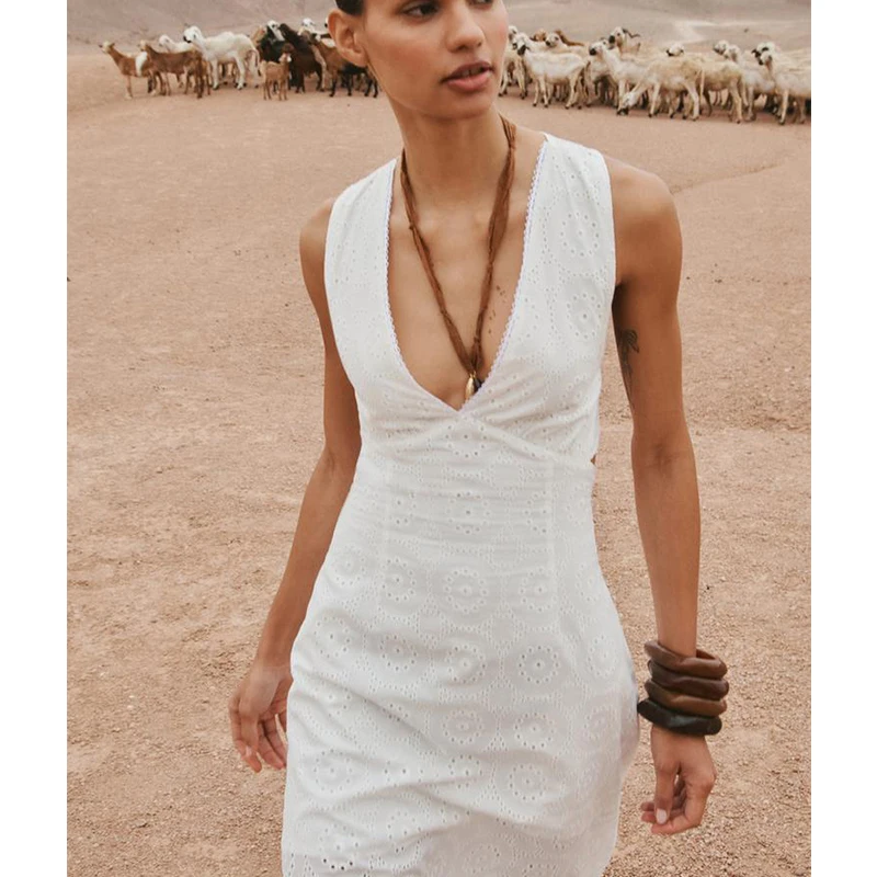 صيف جديد وصول المرأة المطرزة ter Ne ميدي الدكتور شاطئ Vaion Sle تنورة طويلة عالية الخصر لا Sve V-Ne Dr