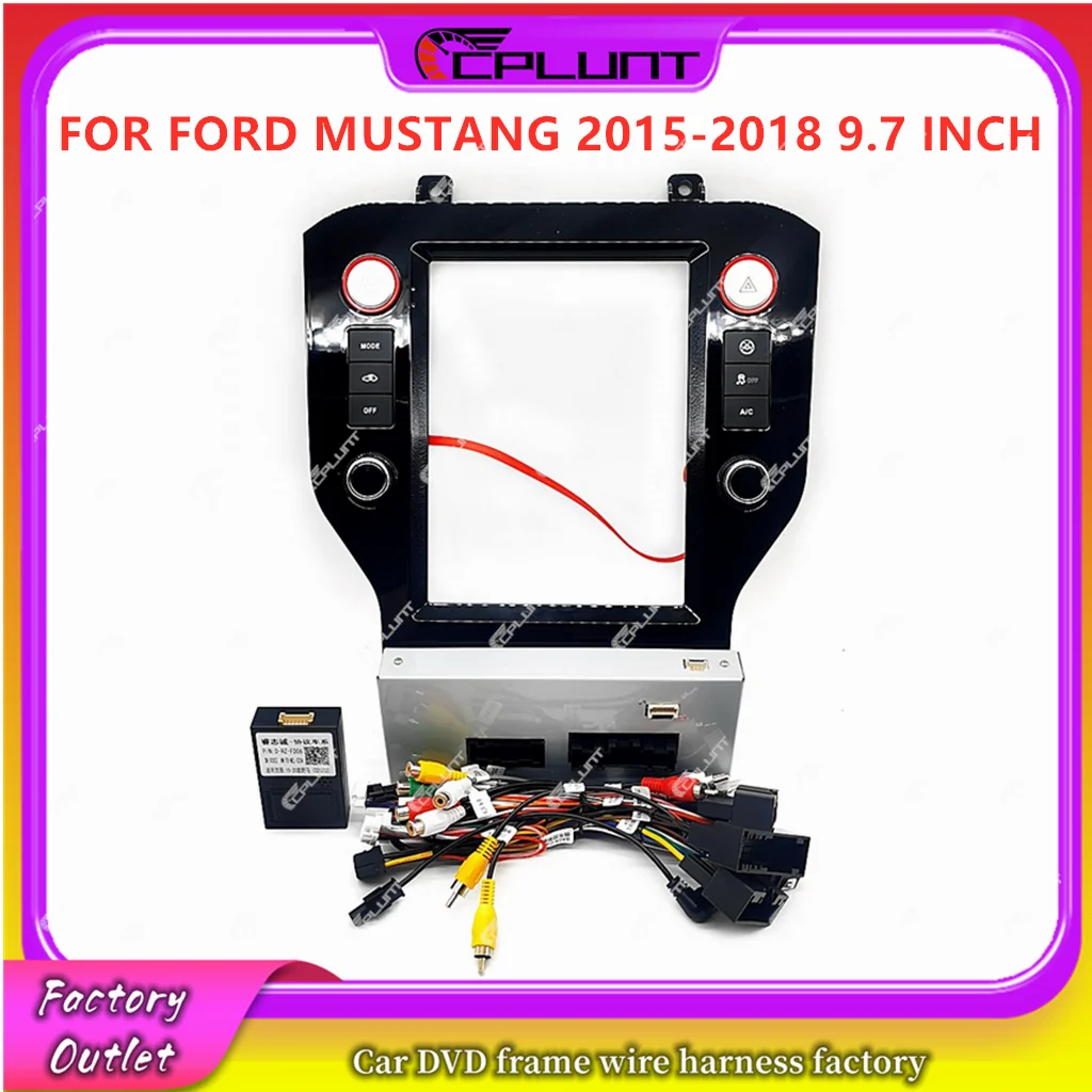 CPLUNT Tesla Screen 9.7 Inch Car DVD Frame Fascia Adapter For FORD MUSTANG 2015-2018 Android Radio Dash Fitting Panel Kit