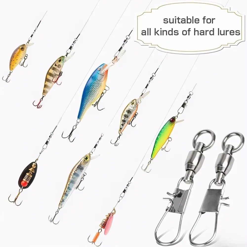 Stainless Steel Fishing Swivels Rolling Swivel Ball Bearing Fishing Interlock Snap Pin Connector Cross Lock Clip