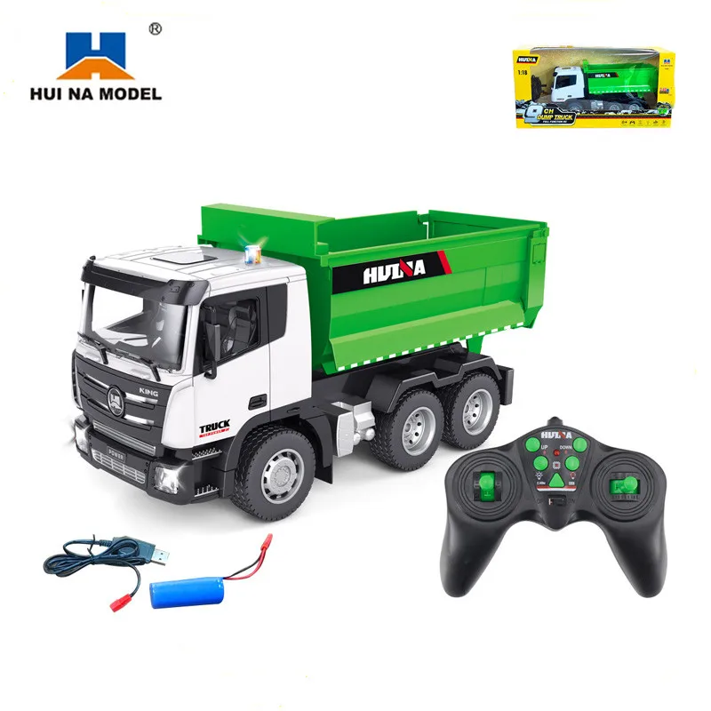 

HUINA1556 RC Truck 9 CH 1/18 Sacle 2.4G Remote Control Dump Truck Self-Discharging Engineering Truck Mixer Truck Toys for kids