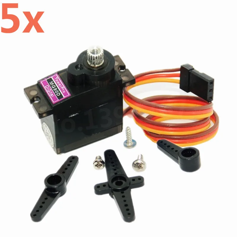 

5Pcs TowerPro MG90D Digital Micro Servo Motor Metal Gear 2.5kg Torque Upgrad MG90S For RC Plane RC Helicopter Airplane 450