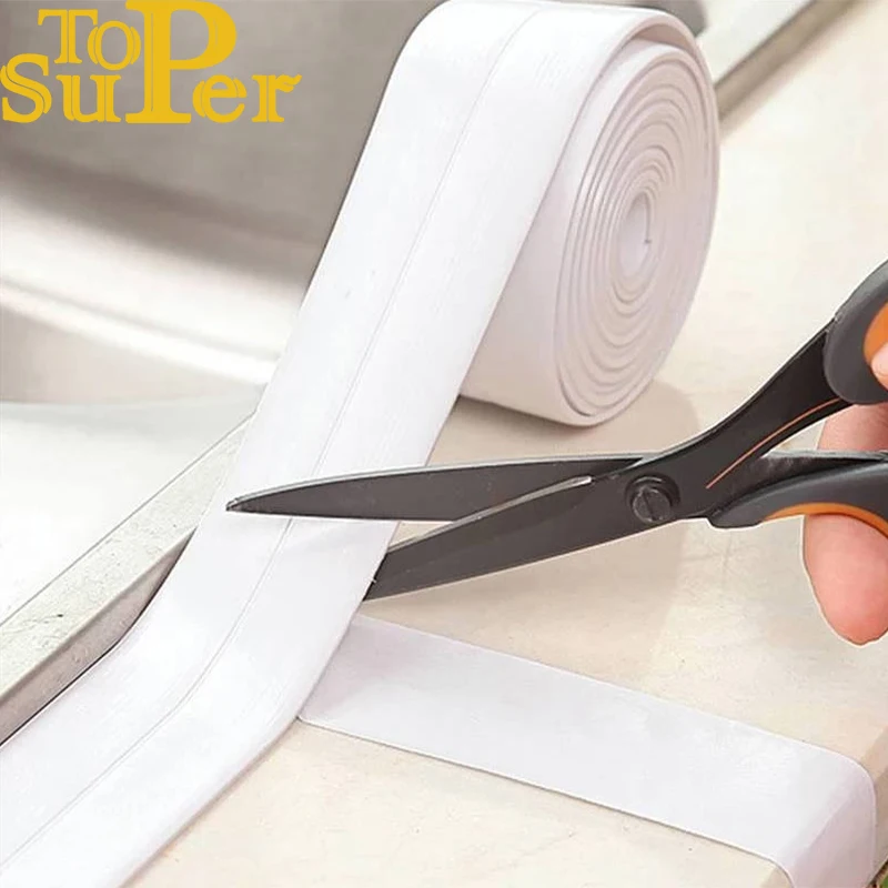 Waterproof Tape Bathroom Shower Sink Bath Sealing Strip Pvc Self Wall Sticker For Bathroom Kitchen Adhesive Tape