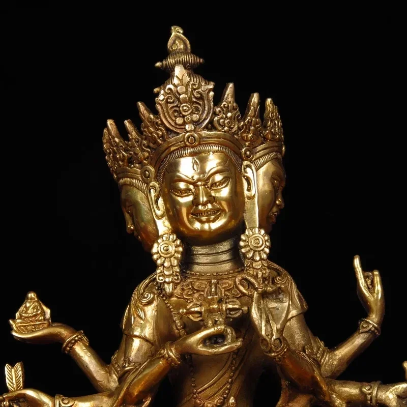 Tantra Tibetan Buddha Brass Ushnisha Vijaya Copper Buddha Statue Home Serving Statue 7-Inch Honor Mother