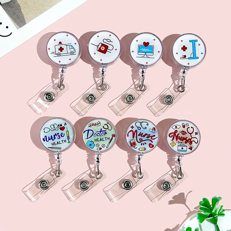 Porta Credenciales Retráctil con Diseño de Dibujos Animados, Clip para Tarjetas de Identificación de Médicos y Enfermeras, Porta Credenciales de Trabajo