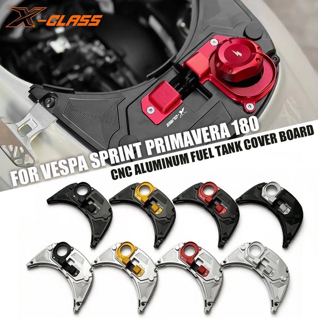X-CLASS - Cubierta de Aluminio CNC para Tanque de Combustible, Tapa de Gasolina Debajo del Asiento, Accesorios de Modificación para Scooter Vespa Sprint Primavera 180