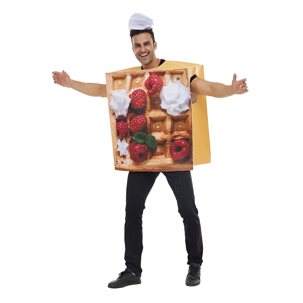 Loween brincadeira comida traje 3d diversão desempenho wfle bolo panqueca traje bolo suporte adereços roupas de palco étnico feminino