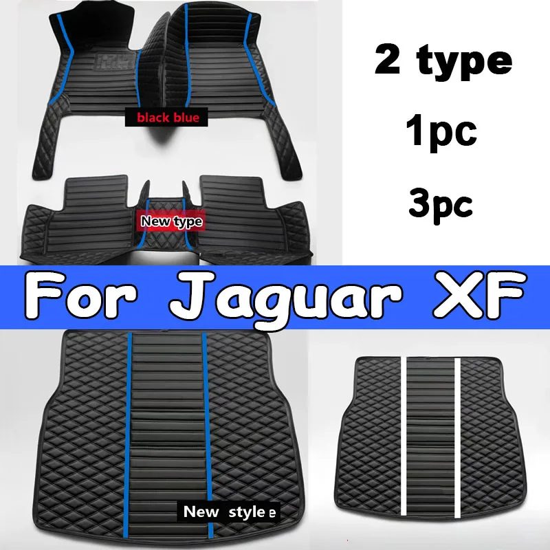 Car Floor Mats For Jaguar XF X260 2016~2022 Carpet Rugs Durable Leather Mat Anti Dirty Pads Auto Interior Parts Car Accessories