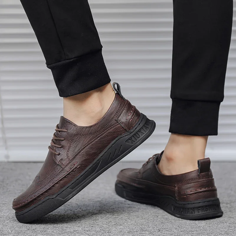 Leather Men Casual Shoes Summer Fashion Shoes for Men Comfortable Walking Platform Shoes Male Luxury Quality Shoes Masculino