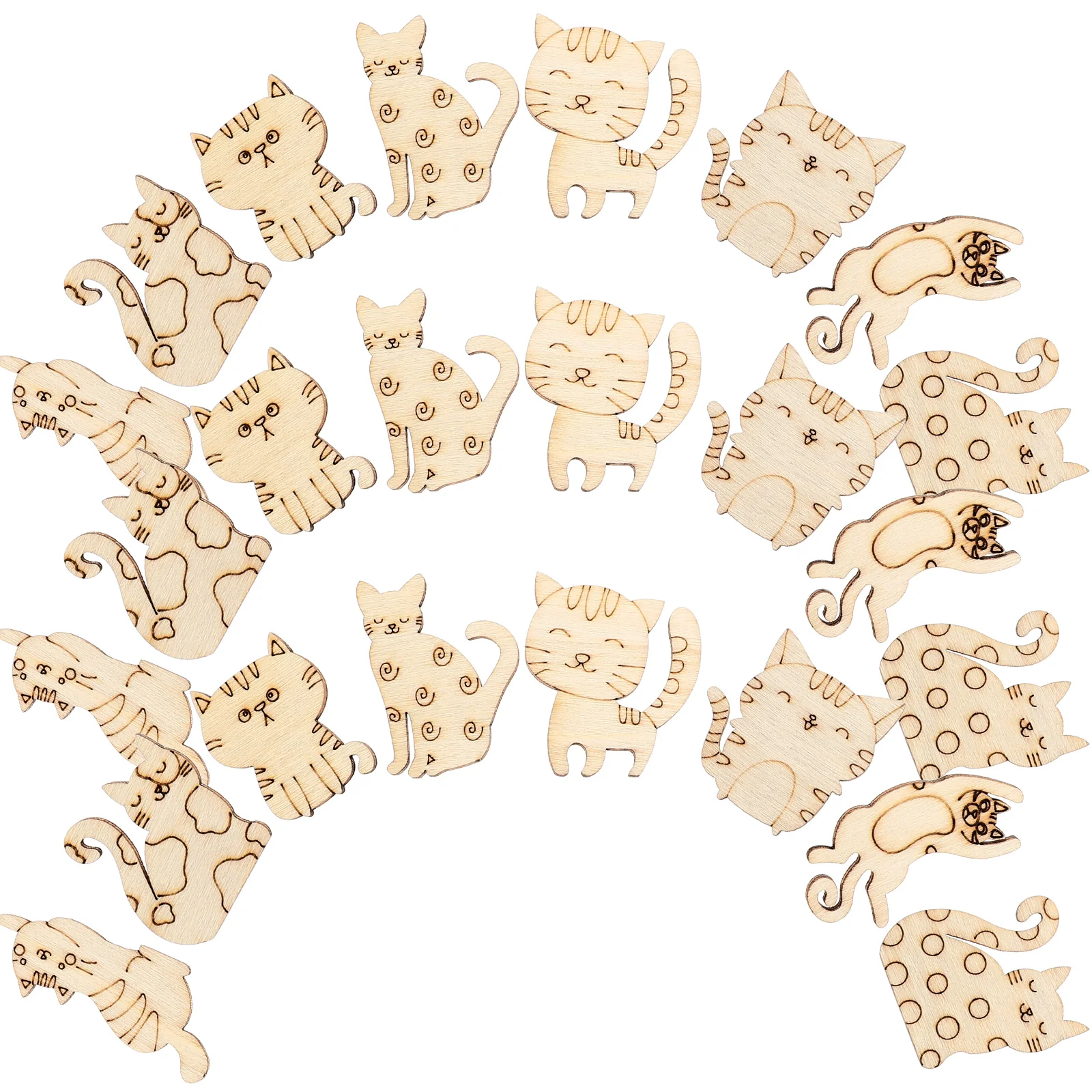 

100 Pcs Cat Shaped Wood Cutouts Unfinished Wooden Shapes Kids Craft Toys Graffiti Wood Chips Diy Decorations Safe Smooth Edges