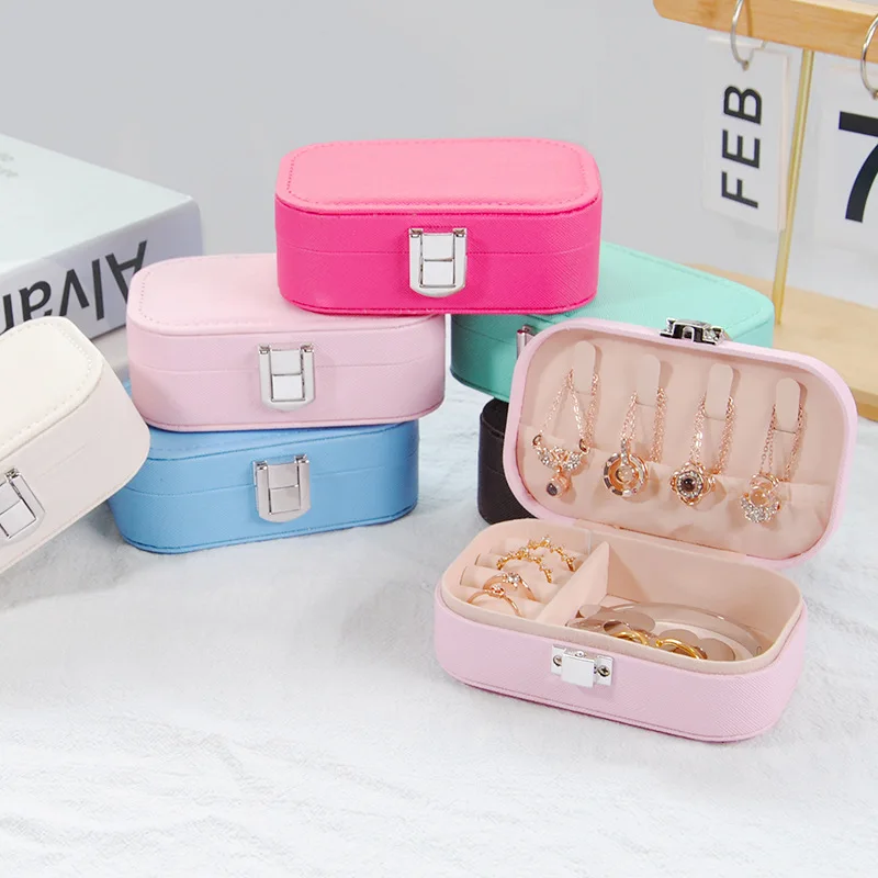 Simple Snap Button Jewelry Storage Box Korean Version Portable Earrings Storage Box Necklace Ring Box